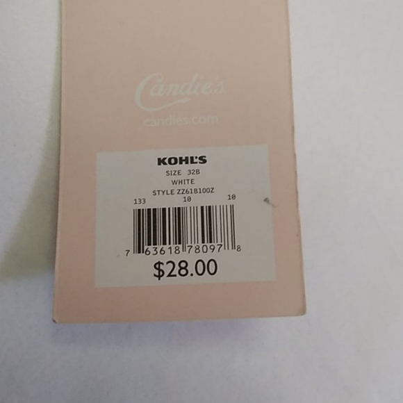 Candie's Padded Push-Up Bra, White + Black, Size 32A - Picture 3 of 8